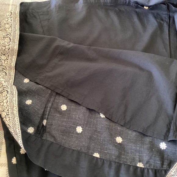 VINTAGE GAP COTTON BLACK CREAM FLORAL FIT & FLARE MIDI SKIRT SIZE 10 - Picture 7 of 10